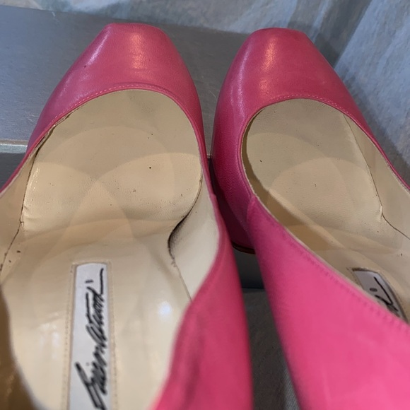 Brian Atwood “Maniac” Barbie Pink nubuck leather platform pumps rounded toe 37.5 - Picture 9 of 15